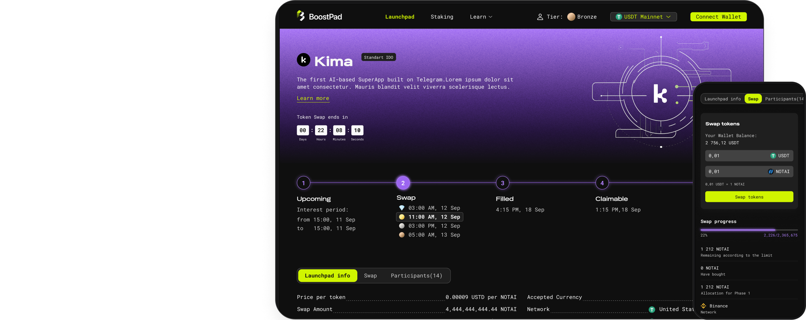 2D-иллюстрации и градиенты в дизайне интерфейса криптолаунчпада