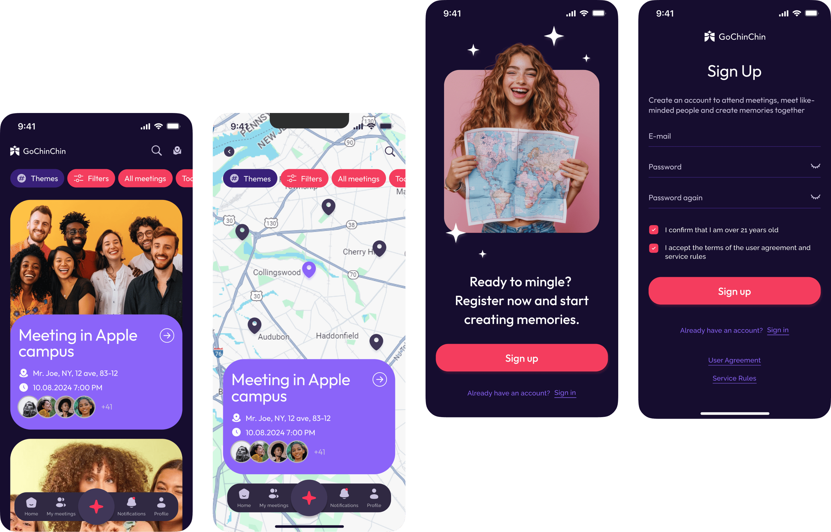 Рейтинг участников встречи в приложении GoChinChin с системой звезд