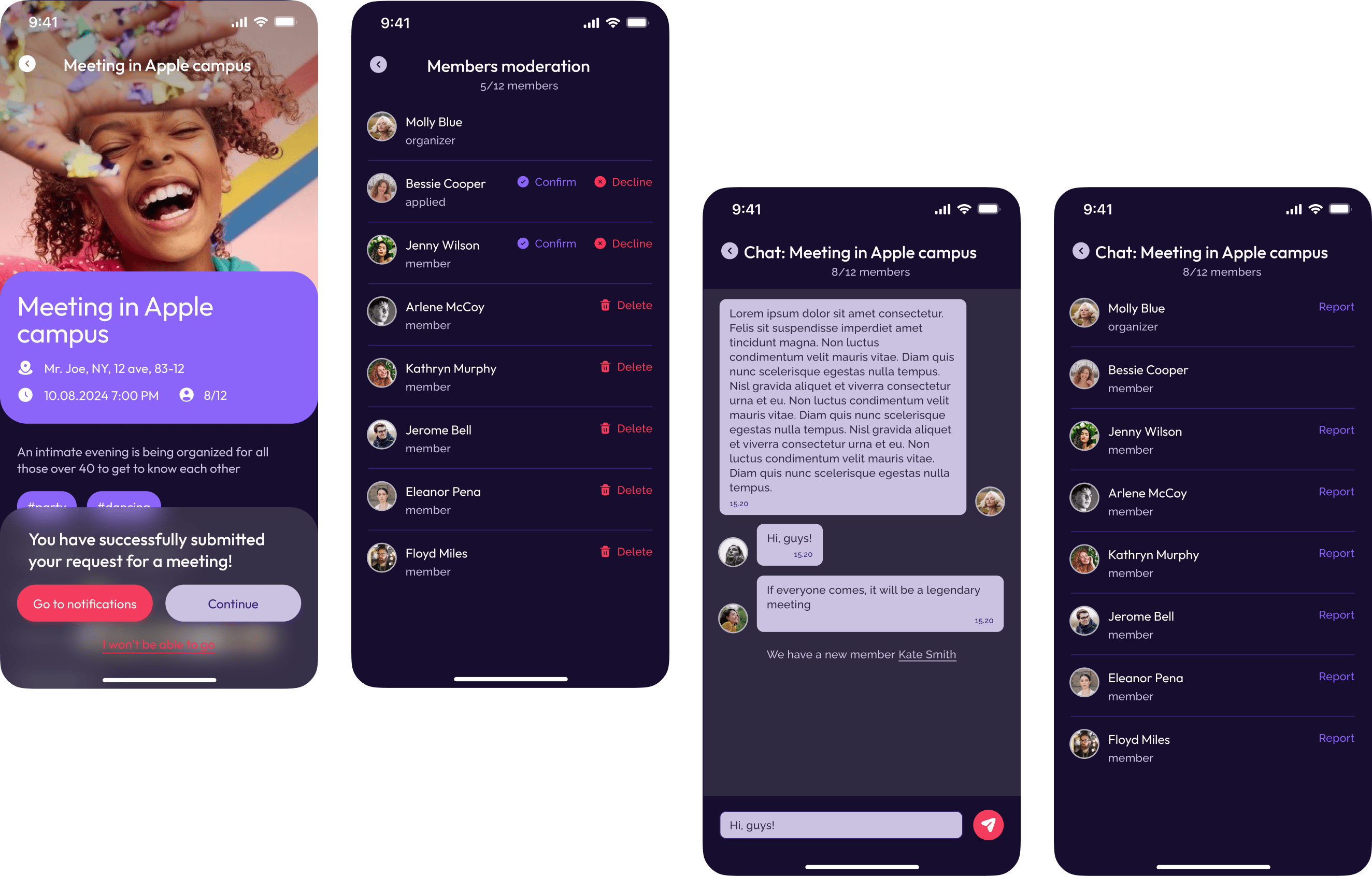 Чат участников встречи в приложении GoChinChin