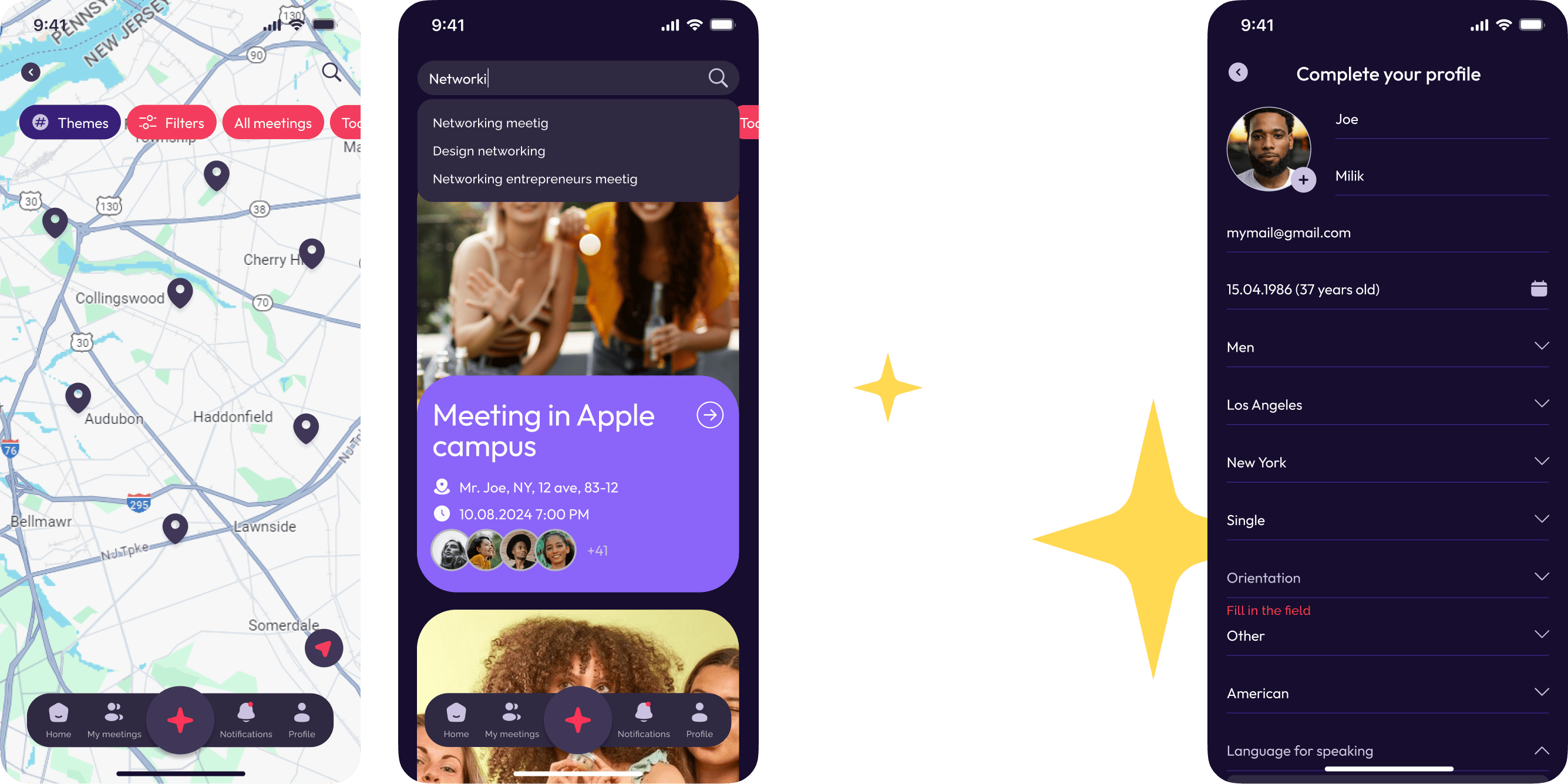 Навигационное меню приложения GoChinChin с быстрыми фильтрами