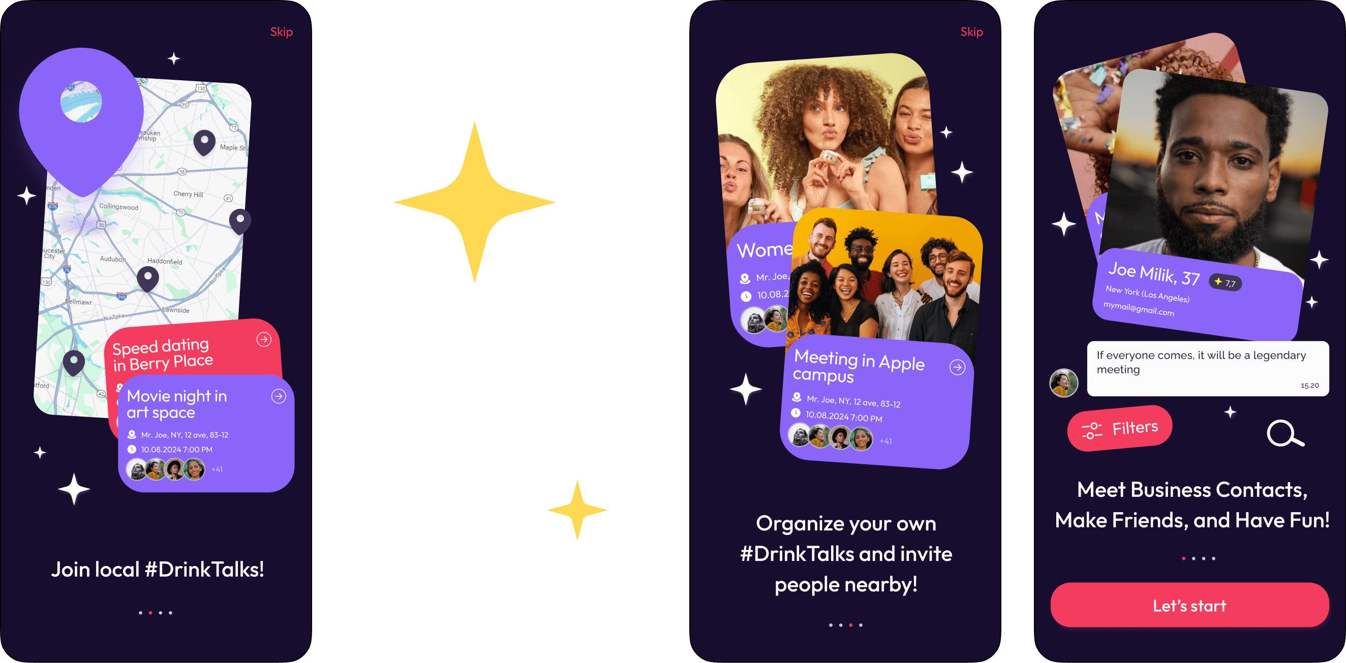 Интерфейс карты мероприятий в GoChinChin с отмеченными локациями